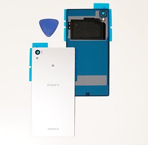 (md0410) WHITE SILVER Rear Back Glass Battery Door Housing Cover with NFC Chip Adhesive + Opening Tool Replacement Compatible For Sony XPERIA Z5 5.2" E6603 E6683 E6653 E6633