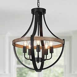 CWarmozy 16.5" Black Rustic Chandelier for Dining