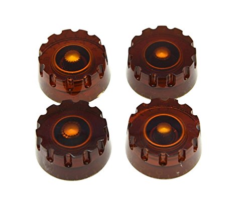 KAISH 4pcs Amber Knurled LP Guitar Speed Dial Knobs Control Knobs for Les Paul Guitars