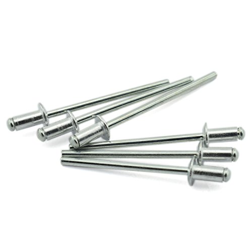 HJ Garden 60pcs 1/8" x 1/4" (4-4) Aluminum Blind Pop Rivet Round Dome Head Open End Decorating Fastener Nails Pop Rivets