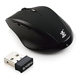 iXCC Wireless Mouse 2.4GHz 1600 DPI 6 Buttons Ergonomic Optical Mouse with Nano USB Receiver for PC, Mac, Netbook, Laptop or More - Black