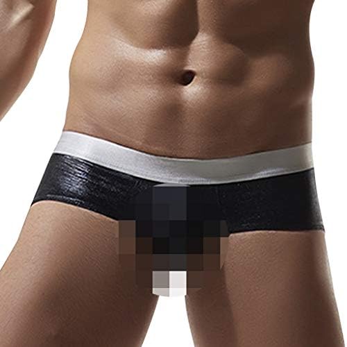 Siennaa Men's Sexy Underwear for Sex Low Rise Pouch Bulge Thongs G-String Underpants Gay Jockstraps Patent Leather Panties Breathable Nightclub Pants Boxer Trunks Shorts
