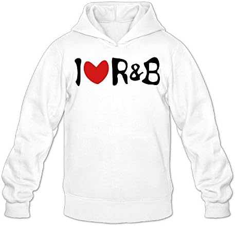Nacustom Men's Designer I Heart R&amp;B Music Txt Hoodies Sweatshirt M White