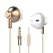 Personalized Apple Style Earbuds, Langsdom F9 Headphones Powerful Bass Remote Control with Microphone for iPhone, iPad, Samsung, Android,MP3 & MP4 Players (Gold, Case)