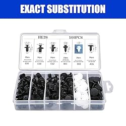 UGSHY Pack of 100 Push Fasteners Rivet Clips, Nylon