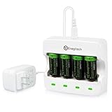 [Upgrade] Enegitech CR123a Rechargeable Lithium Battery 3.7V 750mAh 4Pack and Arlo Battery Charger for Arlo Security Camera VMC3030 VMK3200 VMS3330 3430 3530