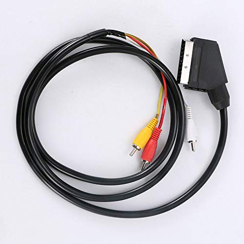 FidgetKute Scart to Triple 21 Pins 1.5m in Out Switchable Lead Audio Video Cable Show One Size