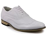 UVS2 Men's White Wing Tip Perforated Lace Up Oxford Dress Shoes