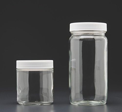 JG Finneran 9-190 Clear Borosilicate Glass Standard Tall Straight Sided Wide Mouth Jar with White Polypropylene Closure…