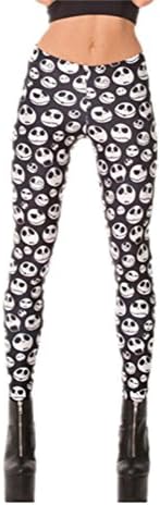 YiYaYo Women's Sexy Pirate Milk Pants Digital Printing Slim Jack Skellington Leggings (Free, black)
