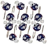 New York GIANTS NFL Set Bathroom Shower Curtain Hooks Rings