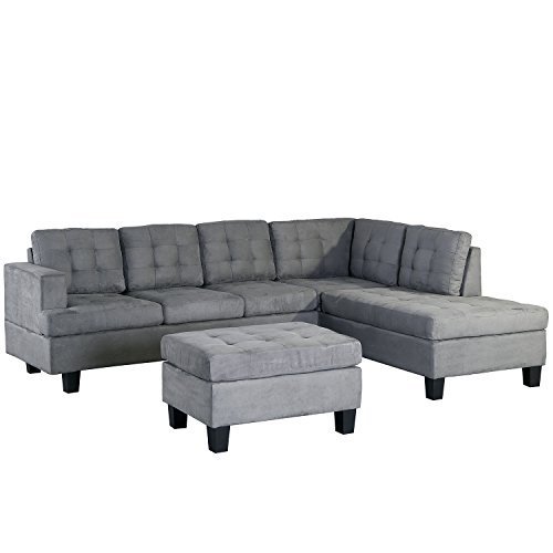 Merax Sectional Sofa with Chaise and Ottoman 3Piece Sofa for Living
