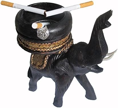 "LovelyThaiMart"Beautiful Handmade Wooden Elephant Ashtray 1pcs.