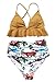 CUPSHE Women's Rambling Rose High-Waisted Push Up Bikini Set, Yellow, Large