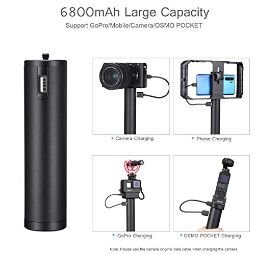 Osmo Pocket Battery Hand Grip Monopod Camera Vlog Handle 6800mAh Rechargeable PowerStick Compatible for iPhone/DJIOsmo Action/Gopro Hero 7/6/5/Sony RX0 ii