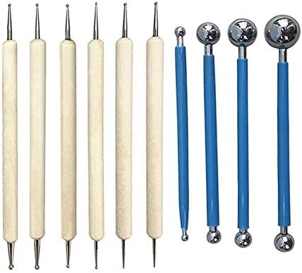 Gakoz 10 Pcs Dotting DIY Tools Kit Stainless Steel Ball Styluses for Mandala Rock Painting
