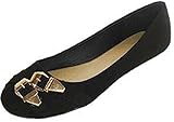 Shoes 18 Womens Microsuede Ballerina Ballet Flats Shoes W/Buckle Embellishment