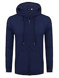 Hasuit Men's Slim Fit Long Sleeve lightweight Zip-up Hoodie With Pocket
