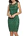Acevog Women's Elegant Floral Sleeveless Lace Cocktail Evening Dress (X-Large, Green)