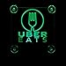 Acryled designs UBER EATS Sign Glow LED Light Logo Removable Car Driver Window Decal Sticker w Rechargeable Batteries - Taxi Rideshare Accessories Bundle