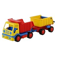 Polesie Polesie9647 Basics Tip Up Truck with Trailer-Toy Vehicles, Multi Colour