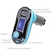 SOONHUA Car Bluetooth FM Transmitter, Wireless in-Car Radio Bluetooth Adapter 5in1 Car Kit Music Player Hand-Free Calling with Remote AUX Cable Dual USB Support SD/TF Card for iPhone Samsung (Blue)