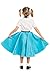 1950s Turquoise Poodle Skirt for Girls with Musical Note Printed Scarf | Blue Sock Hop Skirt | One Size | 1950s Costumes for Girls