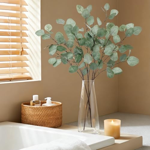 ROLLWAY Pack of 4 Artificial Eucalyptus Decorative Branches, 67 cm, Eucalyptus Easter Branches, Decorative Branches, Green, Fabric for Wedding, Home Decor, Vase, Table Decoration, Party, Christening, Communion, Confirmation, Easter Decoration