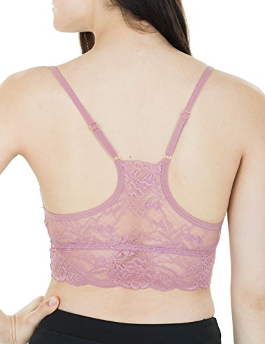 Womens-Marilyn-Monroe-Lace-Racerback-Padded-Bralette-Rose