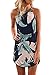 Sidefeel Women Floral Print Halter Sleeveless Mini Short Dress Samll Navy