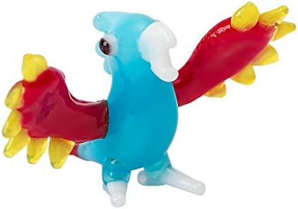 Tynies Parrot Glass Figurine, Blue, 1.9" x 1.6" x 1.2"