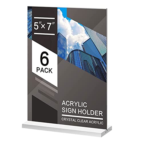 Acrylic Sign Holder 5x7 TShaped Desktop Display Desktop Double Display Stand Clear Table Paper