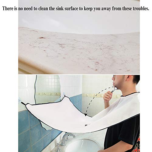 Beard Apron Bib - Beard Clippings Catcher for Shaving and Grooming -Smooth Surface Non Stick Hair - Shaving - Keep Sink Clean - Beard Cape Apron with Strong Suction Cups