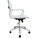 2xhome Ergonomic Executive Chair Mid back PU Leather With Arm Rest Tilt Adjustable Height With Wheels Arms Swivel Task Computer Desk Office Conference Room Lumbar Support Mid Century White