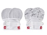 Baby Mittens, Organic, Scratch Free & Germ Resistant (2 Pack, Drops/Gray, Forest Friends/Gray, 0-3 Months)
