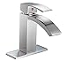 BWE Brushed Nickel Commercial Single Handle One Hole Deck Mount Waterfall Bathroom Sink Faucet Lavatory
