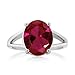 Gem Stone King 5.00 Cttw Red Created Ruby Ring For Women | 925 Sterling Silver | Gemstone July Birthstone | Oval 12X10MM | Available In Size 5,6,7,8,9