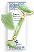 RoselynBoutique Jade Roller for Face and Gua Sha Set - Beauty Cosmetic Facial Skin Roller Massager Tool - Original...