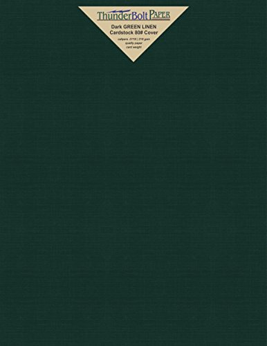 150 Dark Green Linen 80# Cover Paper Sheets - 8.5