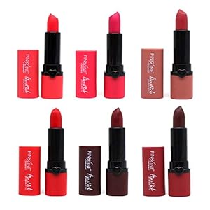 Pink Line Romantic Matte Lip Color Lipstick Style Finish, Perfect Pink, Cheek, Plumpy & Jin Long Island Combo (Set of 6)