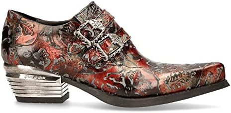 Amazon.com | New Rock 7960-S5 Embossed Vintage Black, Red Leather