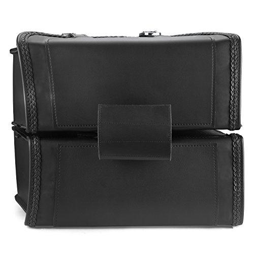 Nomad USA Leather Slanted Motorcycle Saddlebags w/Quick Release Buckles (Braided) - Thumbnail 5