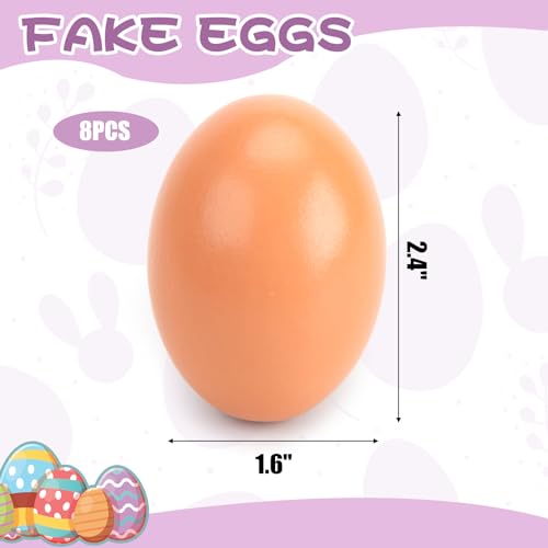 LovesTown 8PCS Wooden Fake Eggs, Wooden Chicken Eggs Faux Eggs for Easter Egg Painting Food Pretend Play Hens Lay