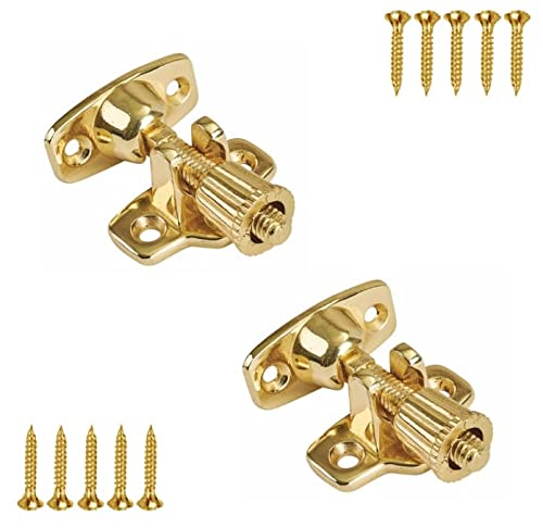 TERF® Heavy Duty Polished Brass Sash Window Lock Fastener With Fixing Screws For Wood Aluminium UPVC Vinyl Frames - Pack of 2