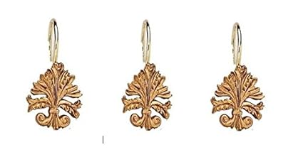 Amazon Com Fleur Dis Lis Gold Shower Curtain Hooks 12 Pc Steel