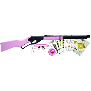 Daisy 994998-403 Outdoor Products Youth Lever Action Air Rifle, 177cal BB, PinkWood Stock with Fun Kit, 35.4 Inch, Pink…