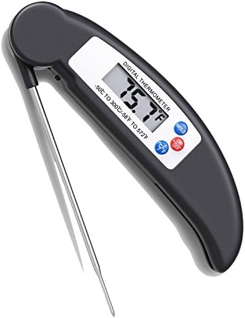 Digital Meat Thermometer Electronic Cooking Thermometer - EYEFANCEE Food Thermometer with Collapsible Internal Probe for Grill, Barbecue, Cooking, Smoker, Food, Oil, Oven, Milk and Water (Black)