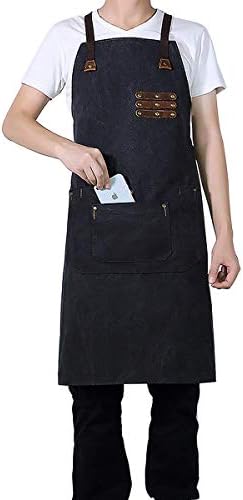 Jhua Canvas Work Apron Waterproof Heavy Duty Water Resistant Tools Aprons Safety with Pockets Unisex Fit Kitchen Chefs BBQ Men & Women Garden, Pottery, Craft Workshop Carpenter