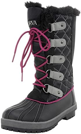 ORVA Women's Snow Canyon Waterproof Winter Snow Lace Up Boot (8.5 B(M) US, Black)