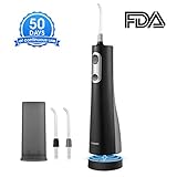 Portable Water Flosser with Wireless Quick Charge Station, X-WAVES IPX7 Waterproof Oral Irrigator, Cordless Dental Flosser, Long-Lasting Battery Life, 4 Pressure Modes, Perfect for Travel